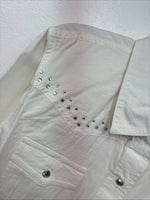 New Women’s Cumberland White Gem Long Sleeve Pearl Snap Medium KK-17