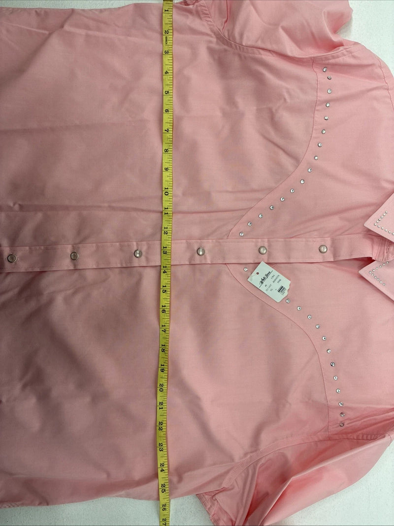 New Women’s White Horse Pink Gem Long Sleeve Pearl Snap XL II-38