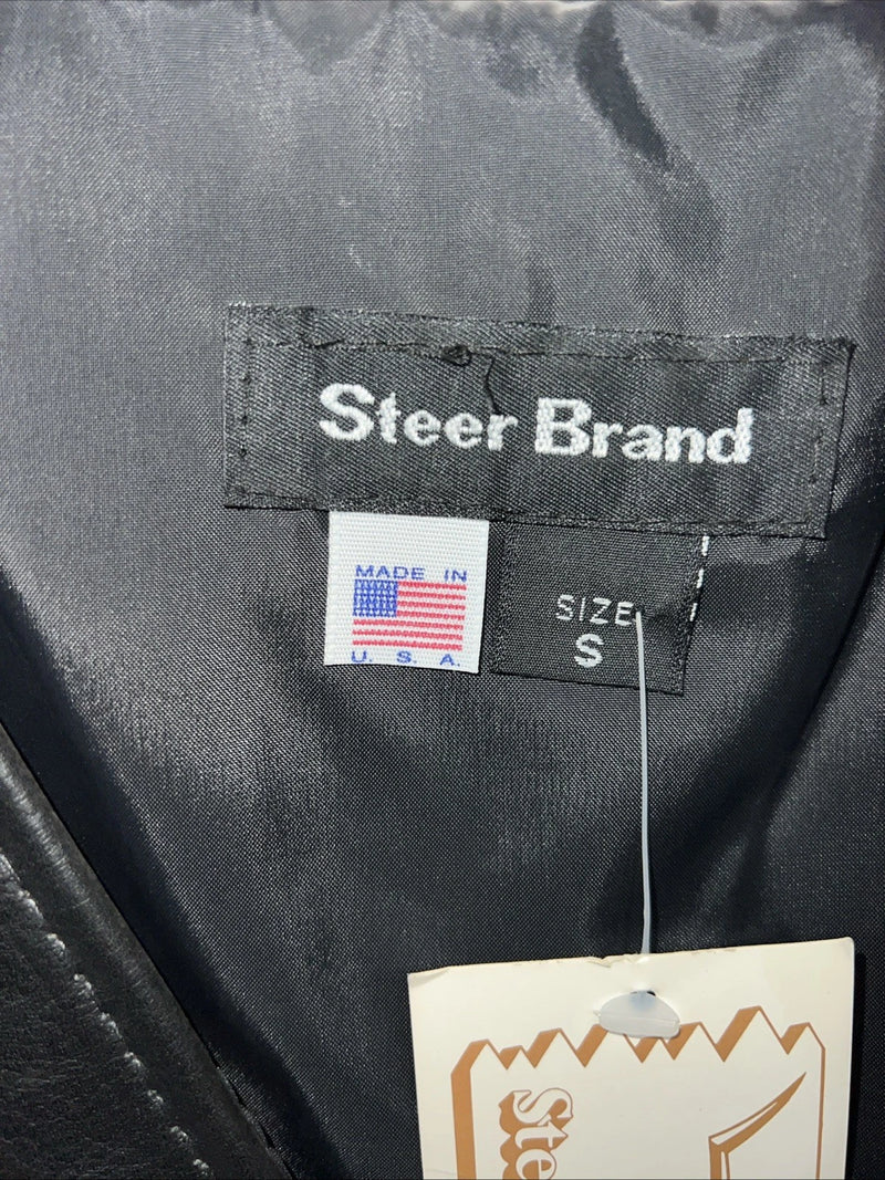 New Women’s Steerbrand Black Leather Biker Vest Small S-601