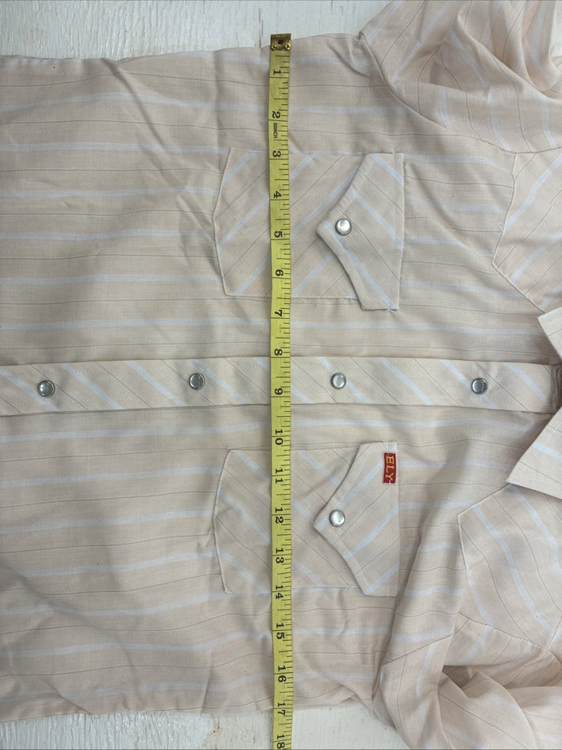 New Kids ELY Plains Tan Stripe Long Sleeve Pearl Snap Size 16 CC-115