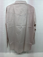 New Men’s ELY Cattleman Pink Stripe Long Sleeve Pearl Snap 17.5 X 34 XL T-31