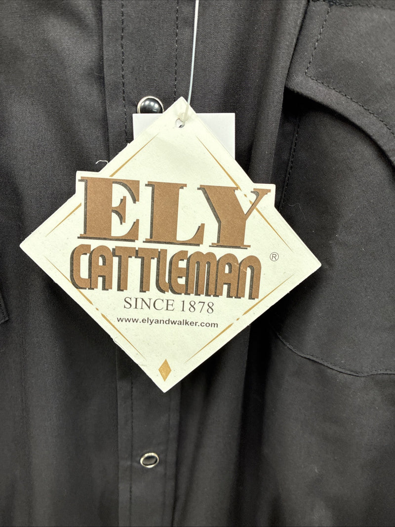 New Men’s ELY Cattleman Black Long Sleeve Pearl Snap 3XL E-43