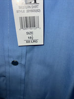New Men’s Blue ELY Cattleman Pearl Snap Short Sleeve Shirt. 18.5 2XL P-47