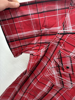 New Men’s ELY 1878 Red Plaid Short Sleeve Pearl Snap XL M-48