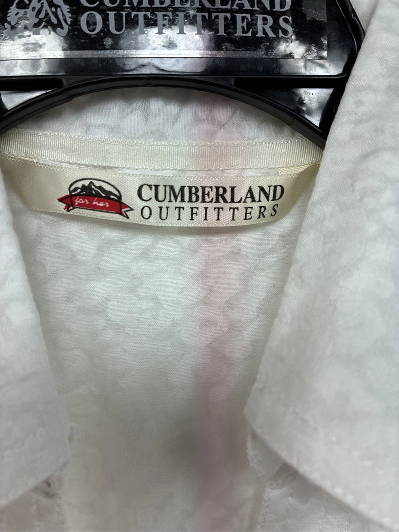 New Women’s Cumberland White Cheetah Print Long Sleeve Pearl Snap Medium LL-77