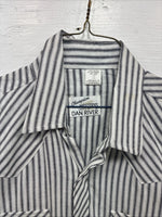 New Men’s Champion Western Gray Stripe Long Sleeve Pearl Snap 16 Large V-110