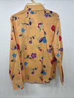 New Women’s Dickson Jenkins Orange Floral Long Sleeve Pearl Snap Size 36 II-79