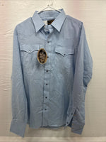 New Men’s Circle S Blue Long Sleeve Pearl Snap 16 X 36 Large X-62