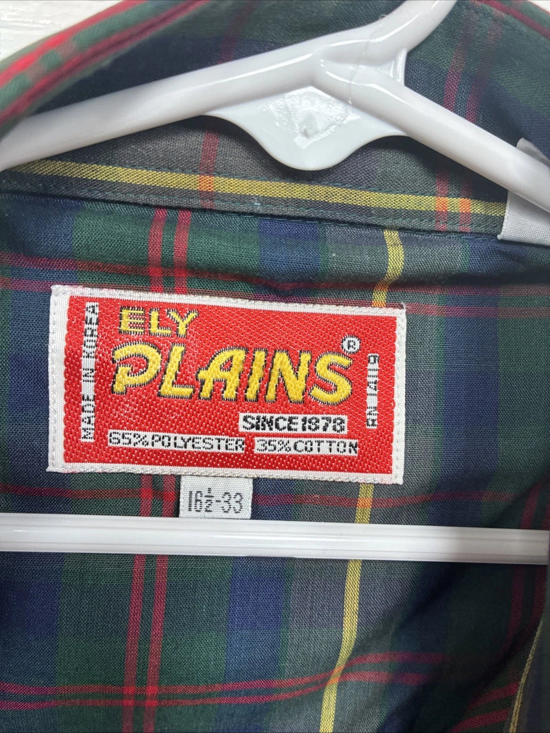 New Men’s ELY Plains Green Multicolor Plaid Long Sleeve Pearl Snap Large M-39