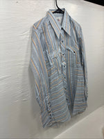 New Men’s Tem Tex Blue Stripe Long Sleeve Pearl Snap 16 X 33 Large R-16