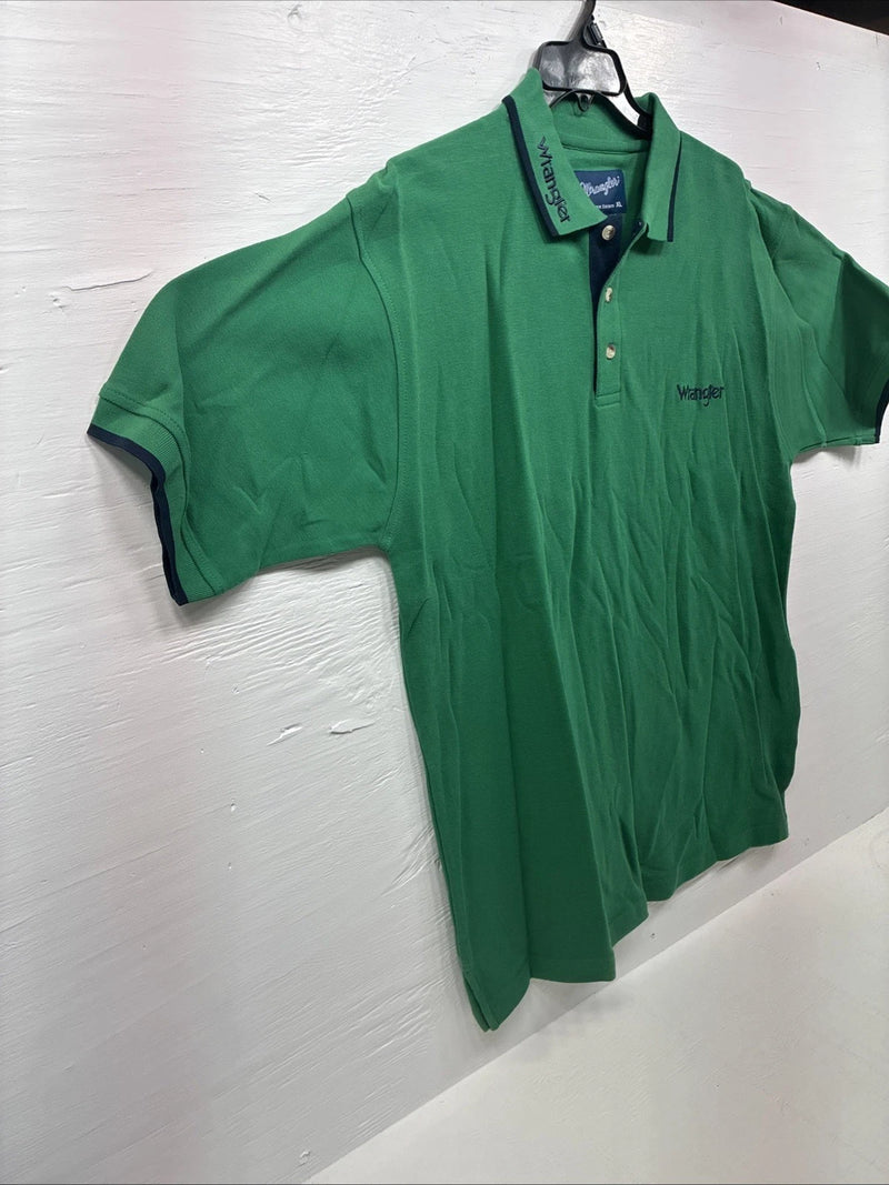 New Men’s Wrangler Green Black Short Sleeve Polo Shirt XL T-22