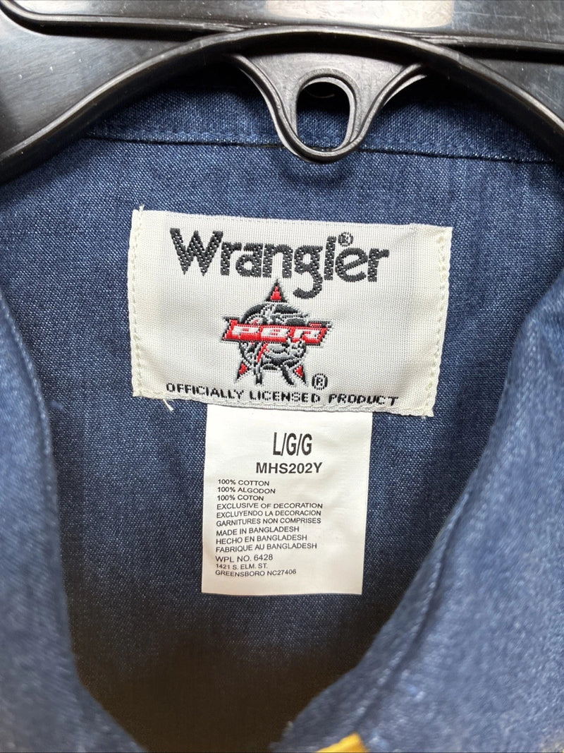 New Men’s Wrangler PBR Yellow Long Sleeve Button Up Large V-40