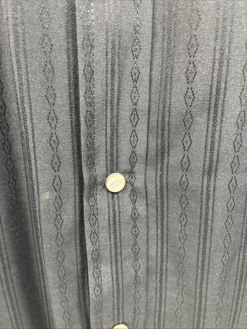 New Men’s ELY Cattleman Black Designed Long Sleeve Pearl Snap 18.5 2XL X-29