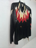 New Women’s 1849 Authentic Ranchwear Black Red Long Sleeve Show Jacket L UU-63