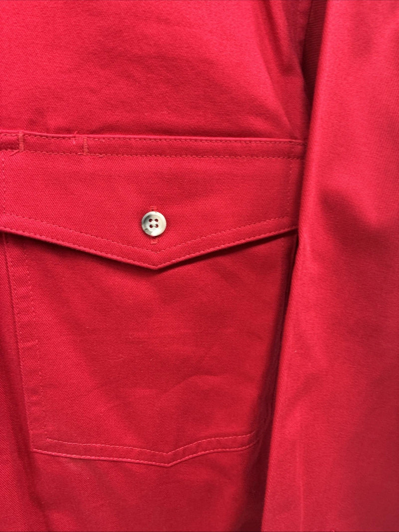 New Men’s Wrangler Red Long Sleeve Button Up Shirt Medium J-85