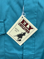 New Men’s ELY Cattleman Teal Western Short Sleeve Pearl Snap 16.5 Large T-52