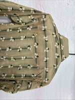 New Men’s ELY Plains Tan Green Floral Long Sleeve Pearl Snap 14.5 Small X-111