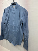 New Wayne Scott Blue Long Sleeve Button Up English Shirt Small AA-83
