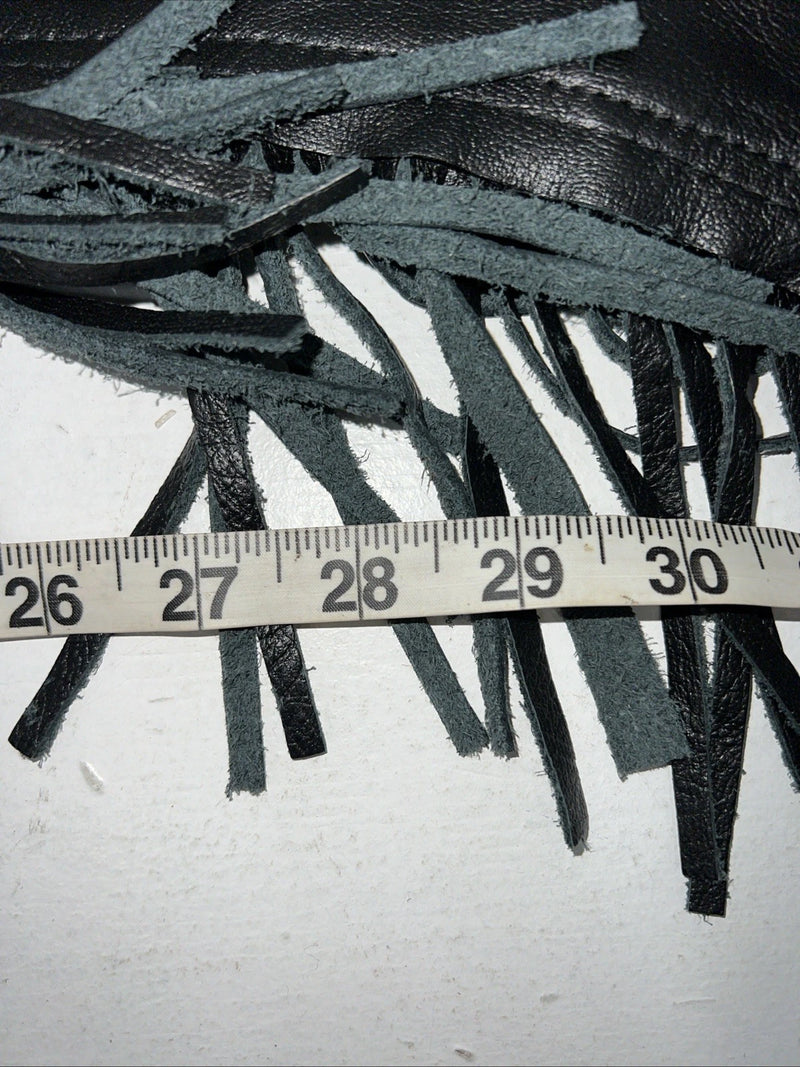 New Black Tough 1 Show Chaps With Fringe Adjustable Waist 46” N-48