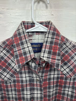New Kids Panhandle Slim Red Plaid Long Sleeve Pearl Snap Size 12 CC-86