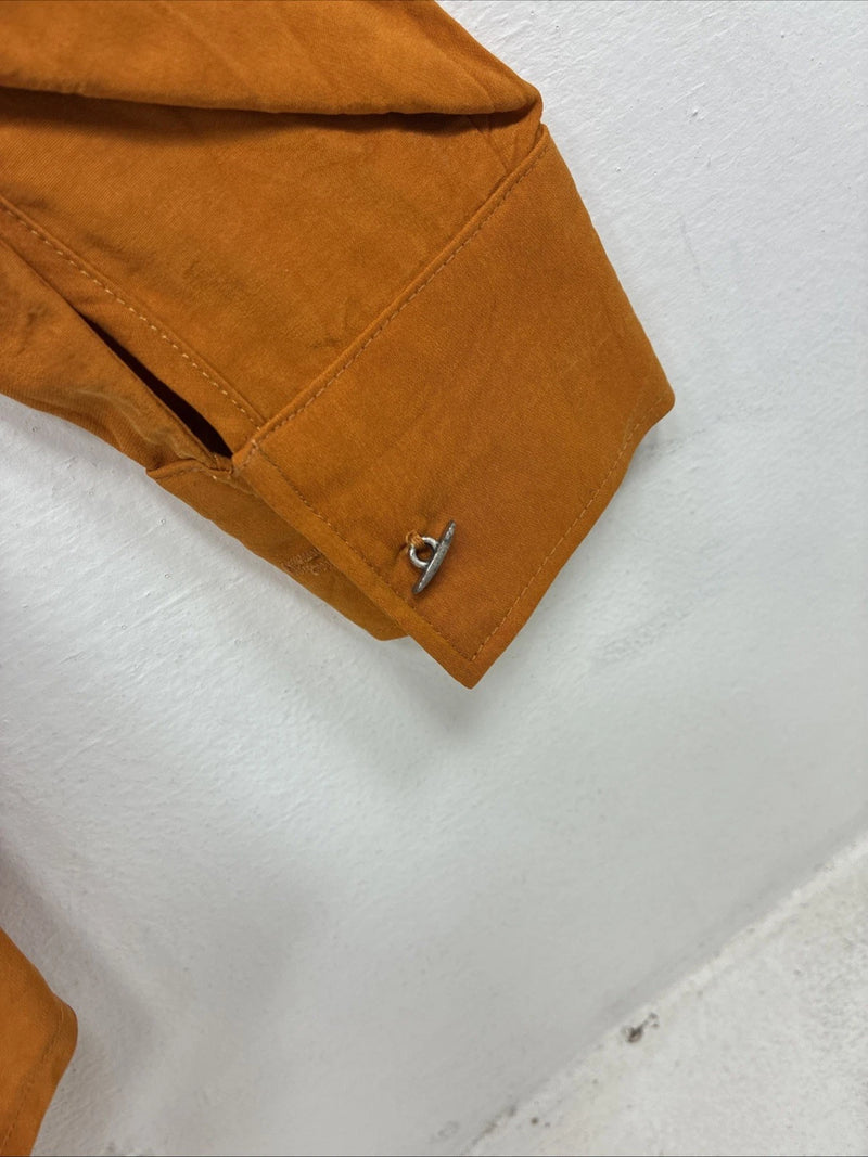 New Women’s Longhorn Orange Long Sleeve Button Up Size Small YY-49