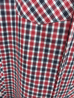 New Men’s White Horse Red Plaid Long Sleeve Pearl Snap XL J-25