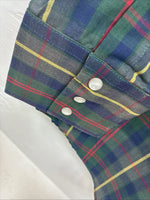 New Men’s ELY Plains Green Multicolor Plaid Long Sleeve Pearl Snap Large M-39