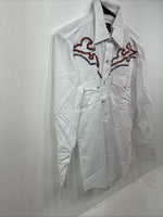 New Women’s Champion Western White Deisgn Long Sleeve Pearl Snap 15.5 MM-26