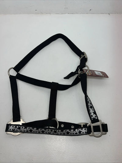 New Tough 1 Black Silver Nylon Star Full Horse Halter #50-2031 3C-7