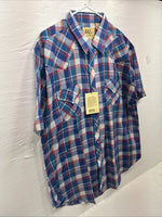 New Men’s ELY Cattleman Multicolor Plaid Short Sleeve Pearl Snap XL Short T-30
