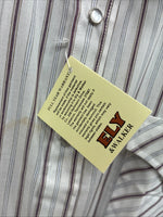 New Men’s ELY Cattleman Stripe Short Sleeve Pearls Snap 18.5 2XL F-63