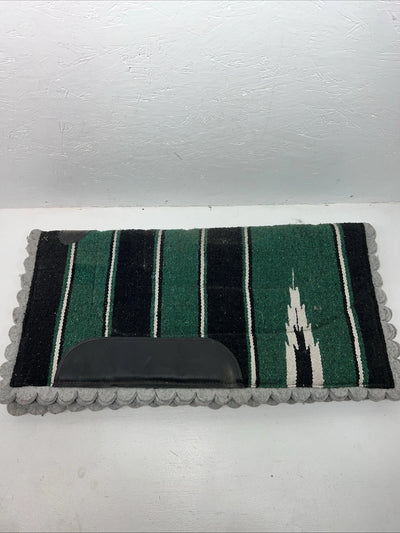 New Green Plaid Navajo Felt Scalloped Saddle Pad 30x30 #89-482 Pad-23