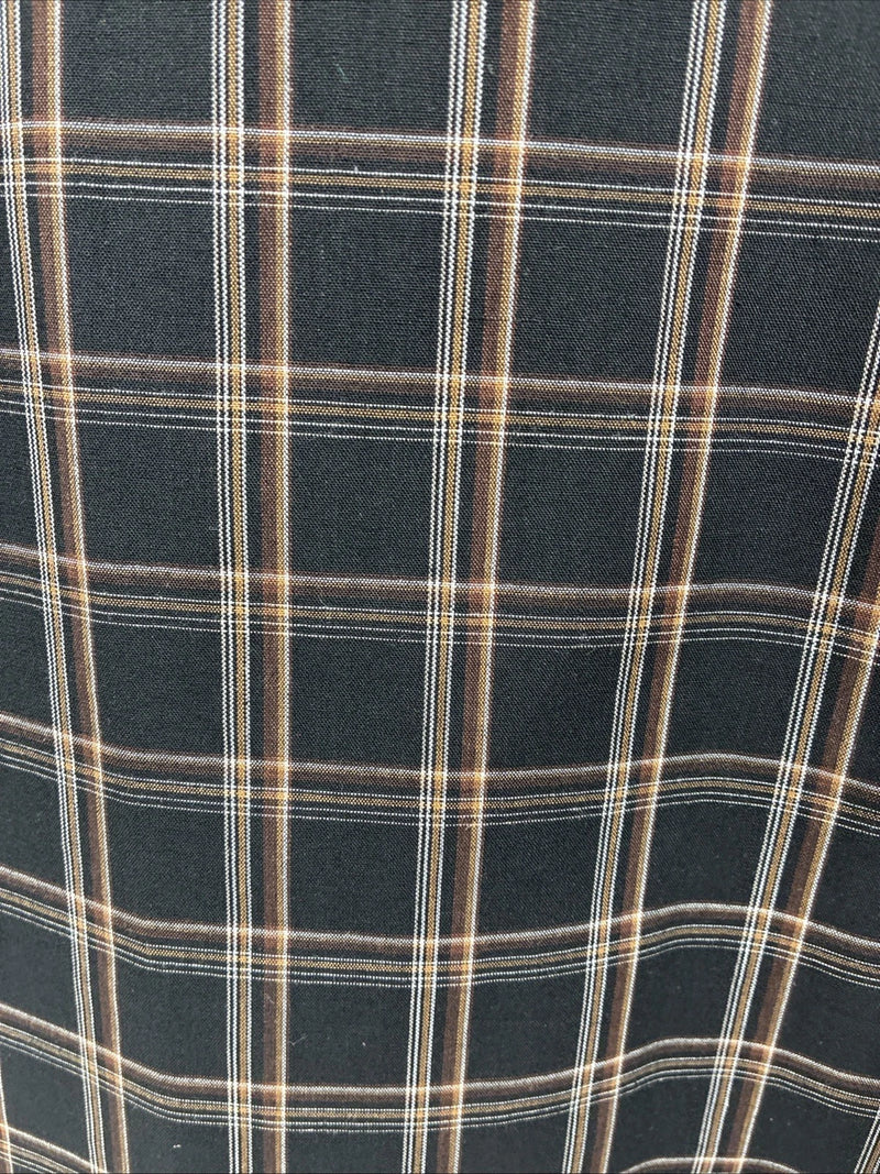 New Men’s ELY Cattleman Black Brown Plaid Short Sleeve Pearl Snap XL T-29