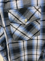 New Women’s Cumberland Blue Black Plaid Long Sleeve Pearl Snap XL GG-64