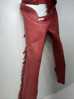 NOS Red Chap-Parel Show Chaps With Fringe Adjustable Waist 38” I-74