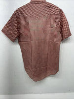 New Men’s Red Plaid Western Shirt Works Short Sleeve Button Up Shirt 15.5 M S-40