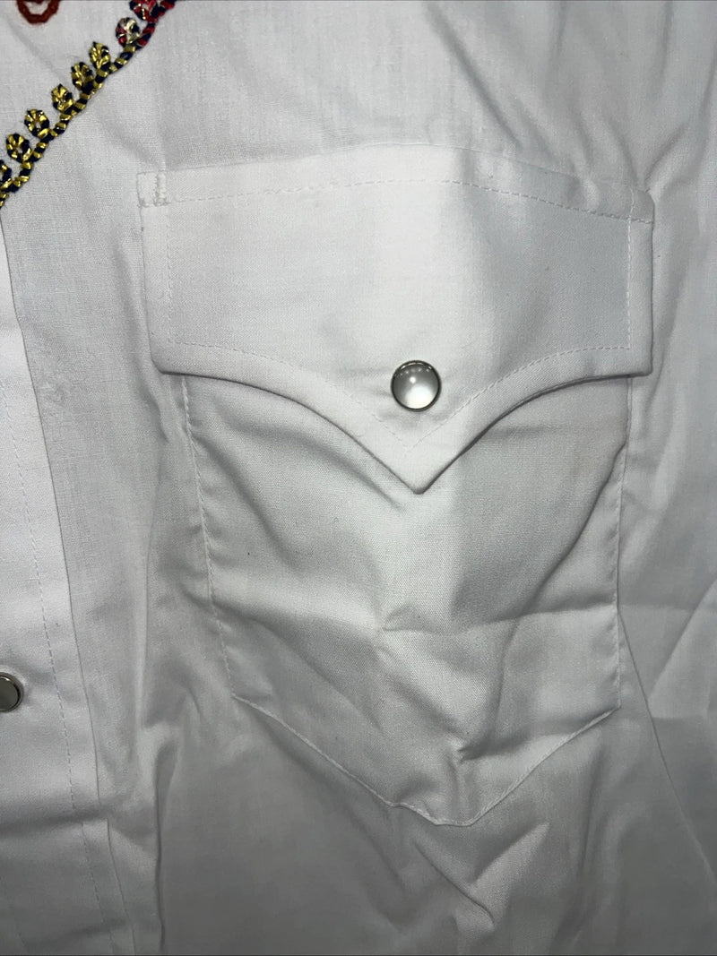 New Men’s White Champion Western Long Shirt. 15.5 X 34 Medium Pearl Snap A-176