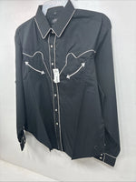 New Women’s White Horse Black Design Long Sleeve Pearl Snap Large LL-112