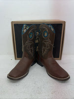 New Youth Brown DBL Barrel Cowboy Boots. 4476232 5.5 5 1/2. 2-98