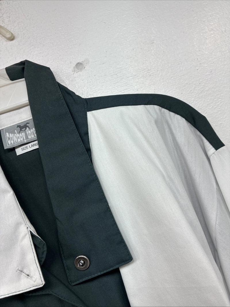 New Women’s Cowboy Threads Green White Long Sleeve Button Up Large MM-138