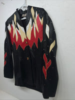 New Women’s 1849 Authentic Ranchwear Black Red Flame Western Show Shirt M WW-20