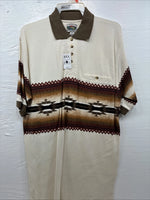 New Men’s Cumberland Brown Western Design Short Sleeve Polo Medium K-51