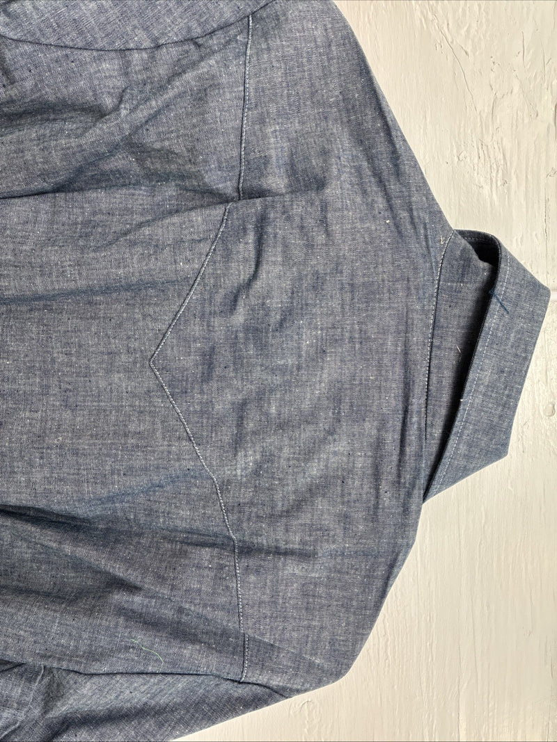 New Men’s Champion Western Jean Design Long Sleeve Pearl Snap 15.5 Medium K-45
