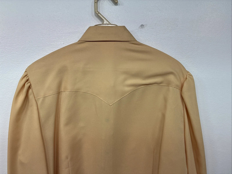 New Women’s H Bar C Yellow Design Long Sleeve Pearl Snap Size 38 II-78