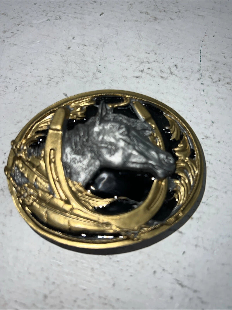 New Children’s Siskiyou Black Gold Horse Head Belt Buckle. 960994 F-20