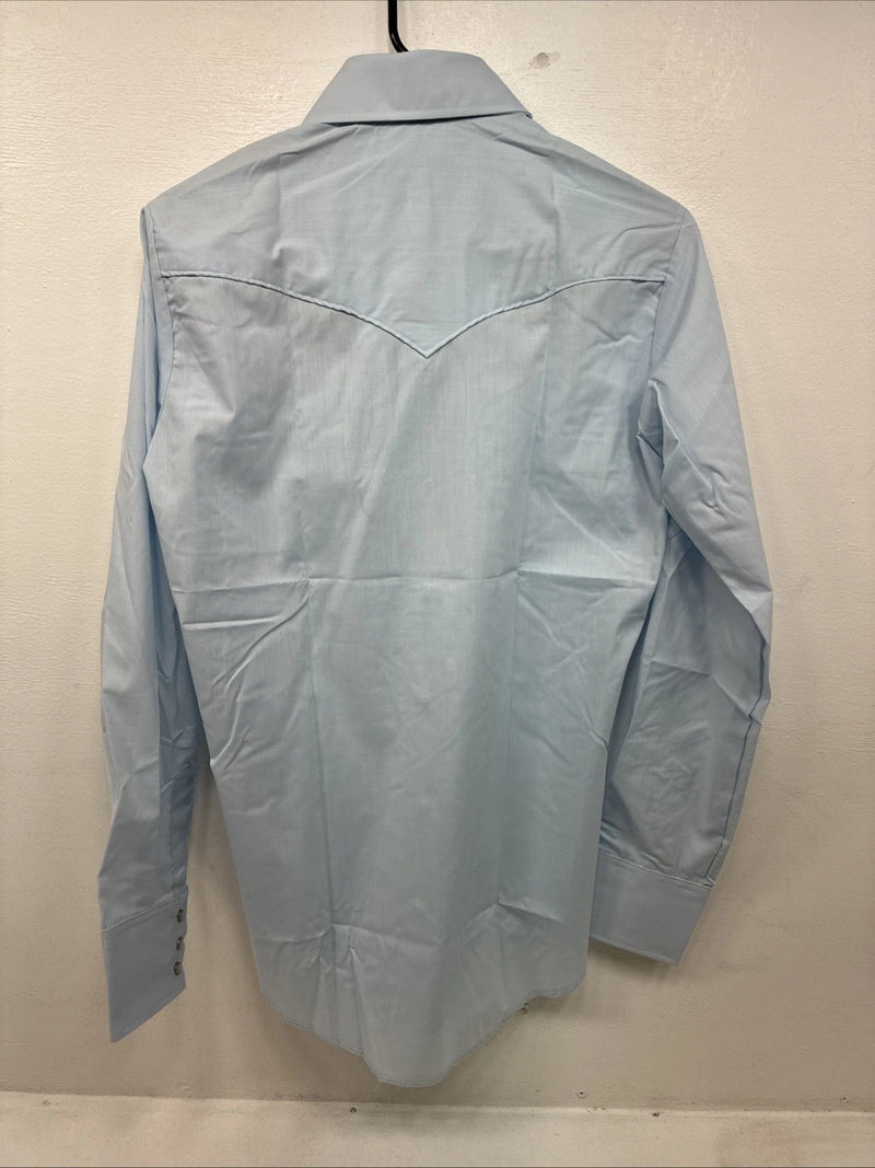 New Women’s Champion Western Blue Design Long Sleeve Pearl Snap Size 15 MM-43