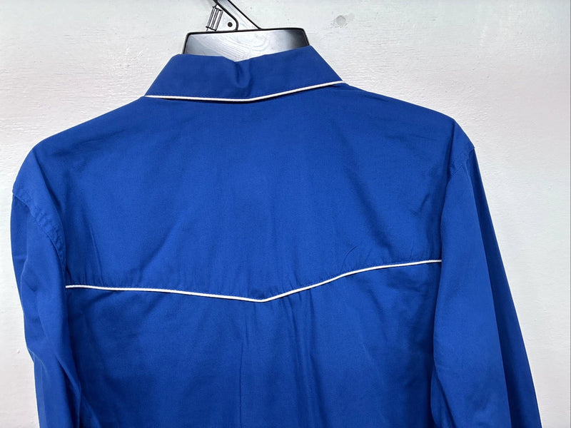 New Women’s Western Express Blue Design Long Sleeve Pearl Snap Large II-69
