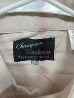 New Men’s Champion Western Tan Embroidered Long Sleeve Pearl Snap Medium T-84