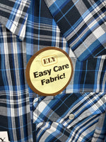 New Men’s ELY Cattleman Blue Flannel Long Sleeve Pearl Snap 4XL E-89