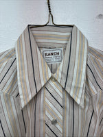 New Women’s Ranch Tan Stripe Long Sleeve Pearl Snap Size 34 MM-4
